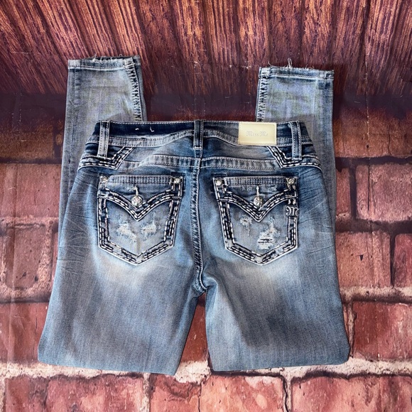 Miss Me Denim - Miss Me Skinny Jeans Blue Stitching Size 29